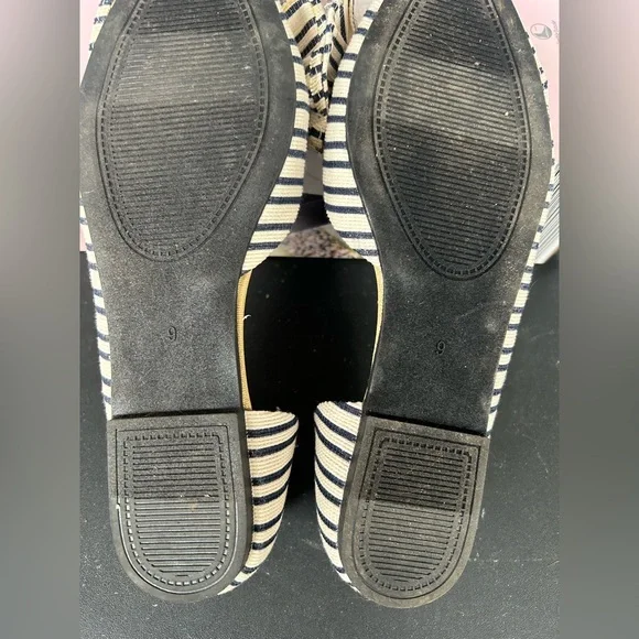 Serra Black and White Striped Flats with Bow - Picture 6 of 10